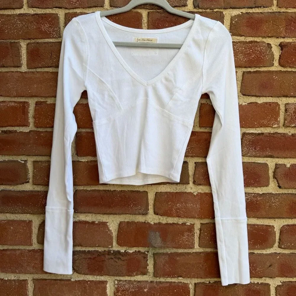 Free People We The Free Women's Lightning Long Sleeve Tee white S NEW